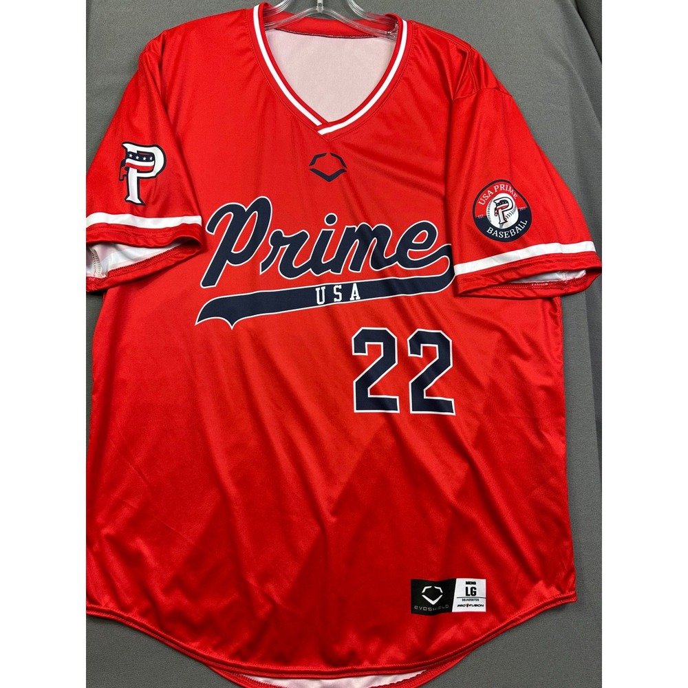 EvoShield USA Prime Baseball Jersey‎ Men's Large Red #22 Pro Fusion LG V-Neck